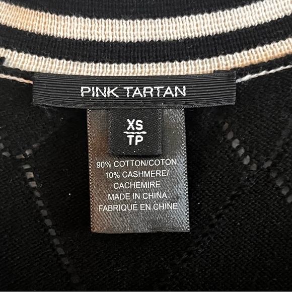 PINK TARTAN BLACK AND WHITE GEOMETRIC CARIDGAN - Picture 6 of 9